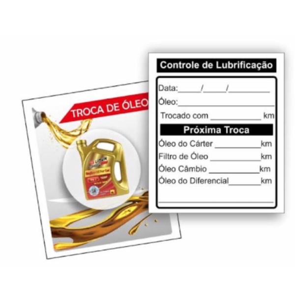 Adesivo Troca de Óleo Personalizado 100un